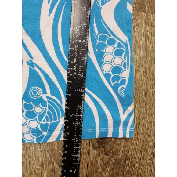 Lilly Pulitzer Women's Small Tank Blue White Fish Pattern Stretch Lightweight - Picture 5 of 11